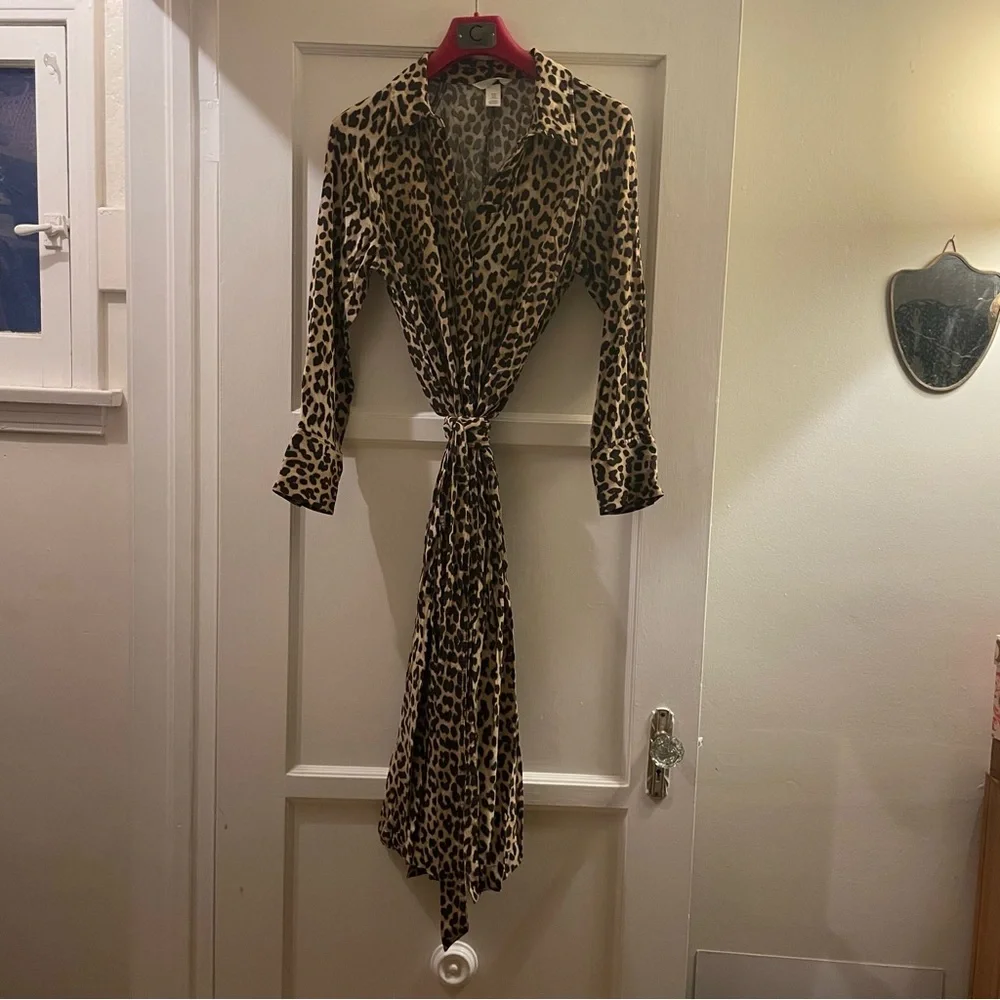 H&M medium leopard 🐆 midi button down collar dress - Picture 9 of 12
